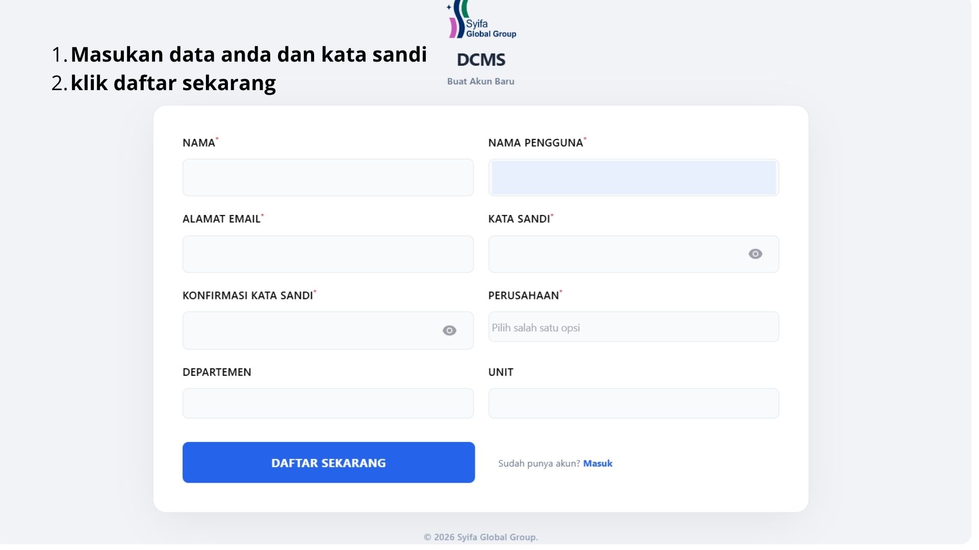 Panduan Registrasi